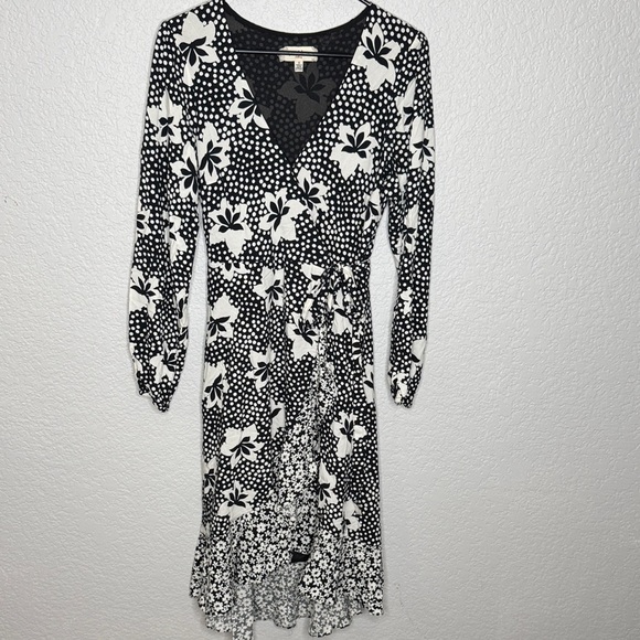 NEW Anthropologie Porridge Amity Wrap Dress Black and White - Picture 2 of 10